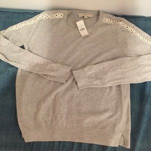 NWT Loft Light Weight Sweater with Lace Accent